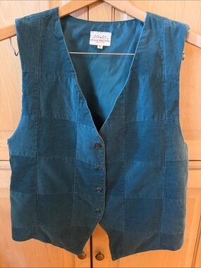 Susan Bristol Forest Green Patchwork Corduroy Vest - Women's
